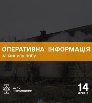 На Рівненщині за добу трапилось дві пожежі