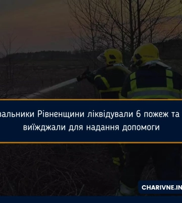 Рятувальники Рівненщини ліквідували 6 пожеж та 1 раз виїжджали для надання допомоги