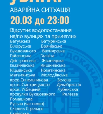 Ще понад 30 вулиць у Чернівцях до пізньої ночі будуть без води: перелік