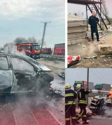 На Днепропетровщине пьяный водитель влетел в блокпост: ранен полицейский, вспыхнул пожар