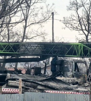 Партизани спалили в Маріуполі техніку окупантів для будування фортифікацій