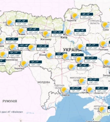 Вихідними на Полтавщині буде хмарна та тепла погода
