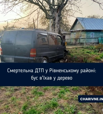 Смертельна ДТП у Рівненському районі: бус в&#039;їхав у дерево