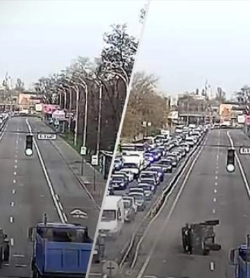 У Києві камера зафіксувала потрійну ДТП: одна з машин перекинулась. Відео