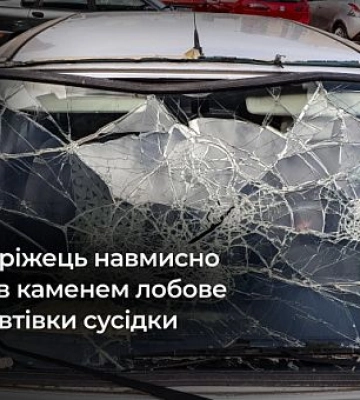 Криворіжець каменем розбив лобове скло автівки сусідки та має відшкодувати майже 20 тисяч гривень