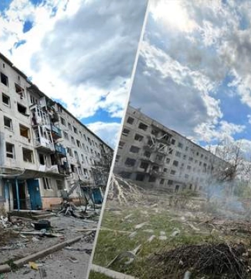 Окупанти знову скинули КАБ на п&#039;ятиповерхівку в Очеретиному: є жертва й поранені