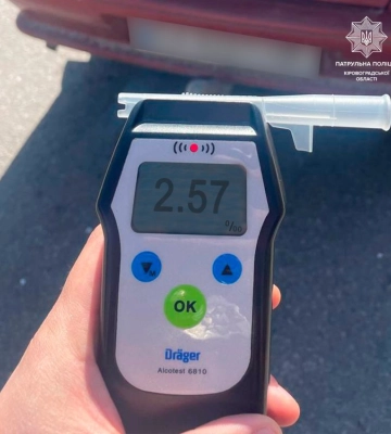 У Кропивницькому зупинили водія з перевищеним вмістом алкоголю в 13 разів