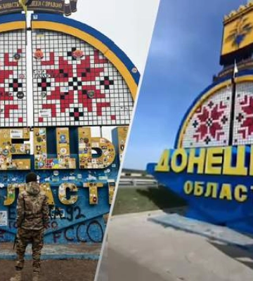 Волонтери відчистили стелу на в’їзді до Донеччини від написів військових. Це викликало хвилю обурення