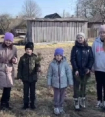 Яблуні, груші, сосни: як у селі на Волині школярі дерева садили