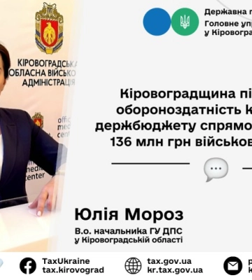 Платники податків Кіровоградщини спрямували до держбюджету понад 136 млн грн військового збору
