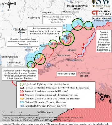 Українська армія помітно розвиває наступ на півдні та сході — ISW
