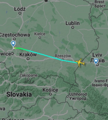 Зі Львова в Катовіце вчора вилетів Airbus Wizzair