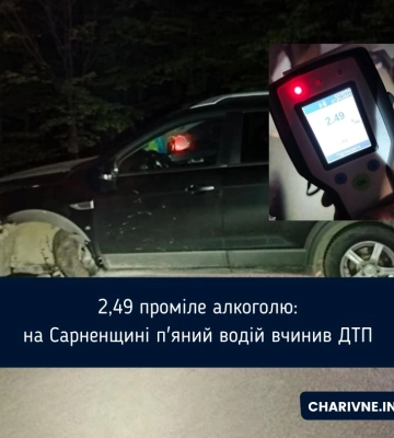 2,49 проміле алкоголю: на Сарненщині п&#039;яний водій вчинив ДТП