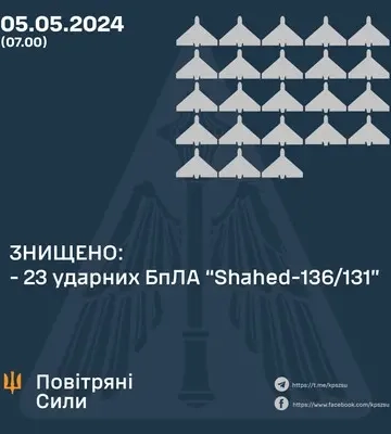 Цієї ночі в небі над Україною було знищено 23 із 24-ох &quot;шахедів&quot; - подробиці повітряного нападу від Повітряних Сил