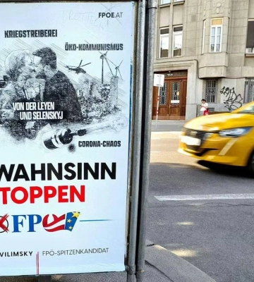 На вулицях Австрії розвісили плакати, які прямо агітують проти допомоги Україні