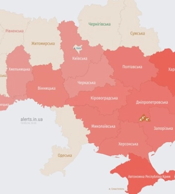 В большинстве областей Украины раздается сигнал тревоги