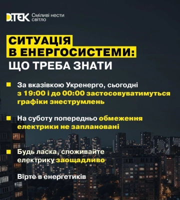Стало відомо, чи вимикатимуть завтра на Рівненщині світло