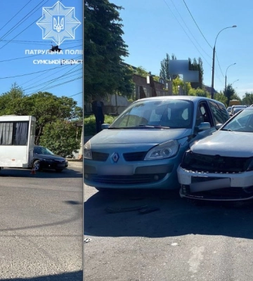 У Сумах водій маршрутки влаштував ДТП з трьома автівками