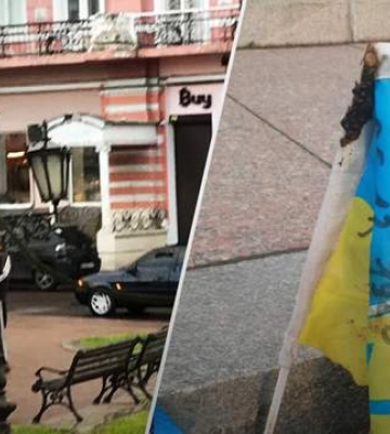 У центрі Одеси жінка сходила в туалет на меморіалі захисникам та підтерлася прапорами України