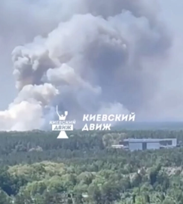 Над лісом піднявся великий стовп диму: під Києвом виникла сильна пожежа. Фото і відео