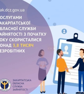 Послугами Закарпатської обласної служби зайнятості з початку року скористалися понад 3,8 тисяч безробітних