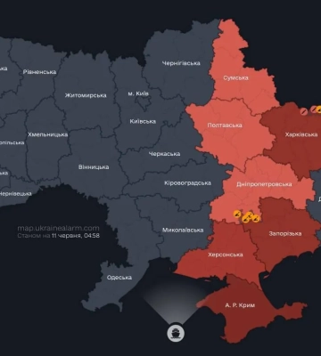 Ракетна загроза зафіксована в Дніпропетровській, Полтавській та Сумській областях України