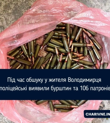 У молодика із селища на півночі Рівненщини виявили 2 кг бурштину й понад 100 патронів (ФОТО)