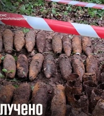 На Тернопільщині в лісі знайшли десятки артснаряд часів Другої світової війни