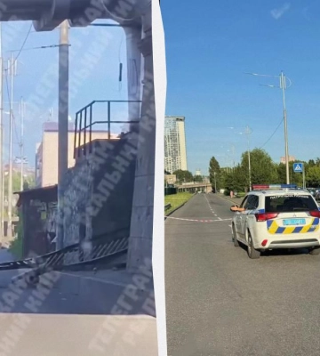 У Києві обвалився міст на проїжджу частину (фото, відео)