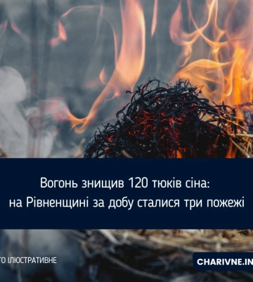 Вогонь знищив 120 тюків сіна: на Рівненщині за добу сталися три пожежі