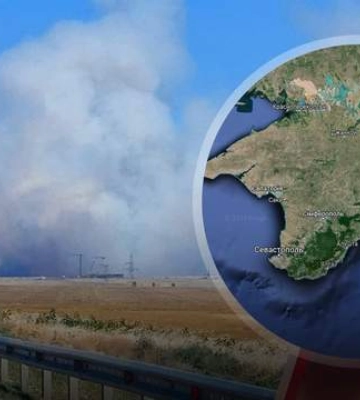 На мысе Чауда – пожар возле военного полигона: в сети опубликовали спутниковые снимки