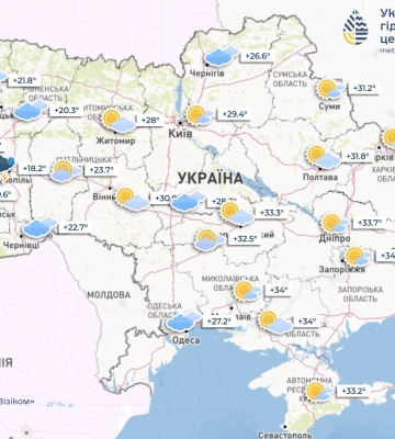 В Україні завтра дощитиме у низці областей, вдень до +22°