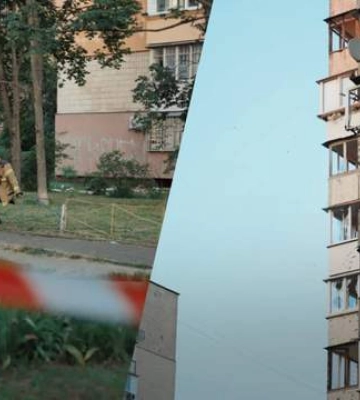Враг атаковал Киев ракетами, обломками повреждена многоэтажка: фоторепортаж с места происшествия