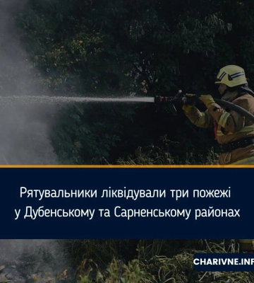 Рятувальники ліквідували три пожежі у Дубенському та Сарненському районах