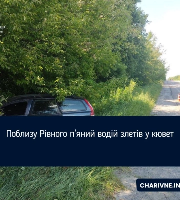 Поблизу Рівного п'яний водій злетів у кювет