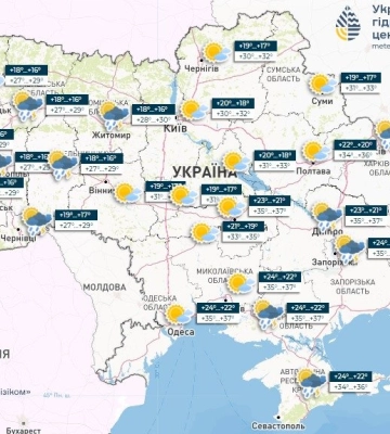 У найближчу добу в Україні прогнозують сильну спеку, місцями невеликий дощ