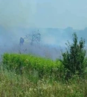 Між селами Ласків та Вощатин горіла суха трава. ФОТО