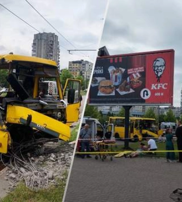 Во Львове автобус &quot;снес&quot; электроопору: есть пострадавшие пассажиры