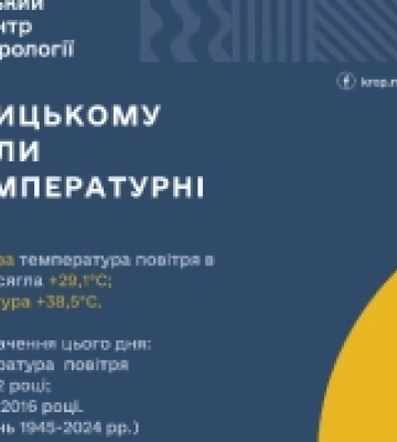 На Кіровоградщині 18 липня встановлено температурний рекорд