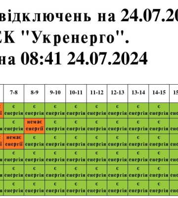 24 липня скорочено графік вимкнень світла на Львівщині до 3-5 годин за добу