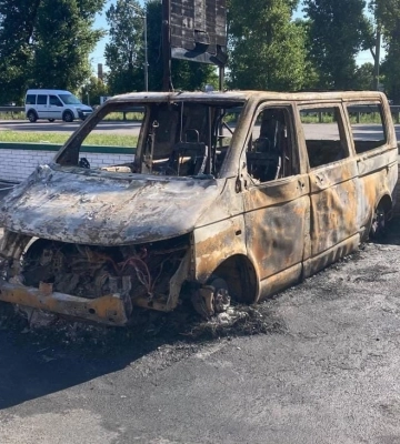 В Киеве подожгли автомобиль медицинской службы Третьей штурмовой бригады