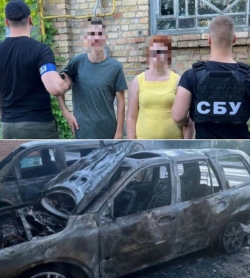 На Київщині затримали чоловіка і жінку, які спалили автівки військовослужбовців та волонтерів. Фото і відео