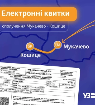 Оновлення електронного квитка на потяги Мукачево-Кошіце