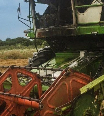На Львівщині під час збирання врожаю загорівся комбайн