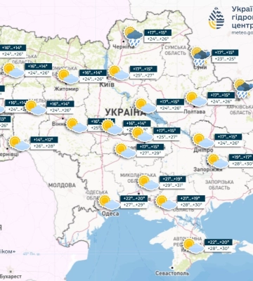 Завтра в Україні очікується +25+29 градусів тепла