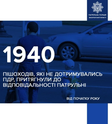 Патрульні Закарпаття притягнули до відповідальності 1940 пішоходів - подробиці