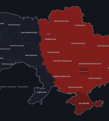 Половина України «почервоніла»: в країні оголошено повітряну тривогу, є загроза балістики. Карта