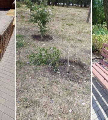 У Миколаєві вандали поламали лавки та пошкодили фонтан