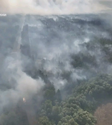 Рятувальники продовжують боротися з лісовою пожежею на Харківщині