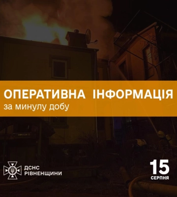 За минулу добу рівненські рятувальники ліквідували три пожежі